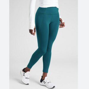 Athleta Velocity Stash Pocket 7/8 Tight Legging Small Coastal Teal